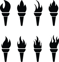  Olympic Torch symbol set - obrazy, fototapety, plakaty