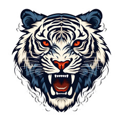 Tiger Head In Black On White Background Design