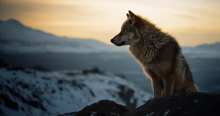 Fototapeten Wolf vor arktischer Winterlandschaft © Norbert L. Maier
