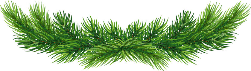 Christmas Pine Fluffy Wreath, garland .on transparent, png,  Holiday garland . tree branches, Wide pine garland © 151115