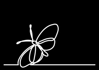 continuous line drawing vector illustration with FULLY EDITABLE STROKE of birds butterflies as nature concept decoration background