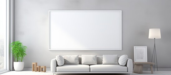 Empty frame with contemporary bright interior.