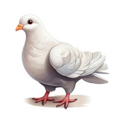 Side view bird dove sitting on white background AI generated image