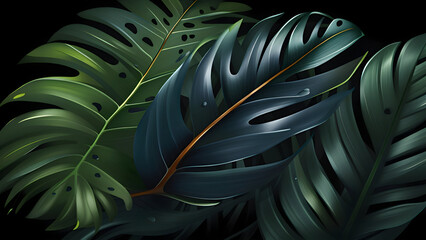 Green tropical leaves background.