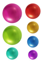 Set of round shape sphere ball or button in 3d rendering isolated on transparent background for decoration and design element concept.