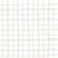 Gray Beige Gingham Check Hand Drawn Background