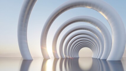 Obraz premium Abstract architecture background arched interior 3d render