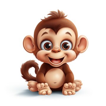 Baby monkey smile on the tree AI generated image