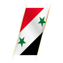 Syria flag in the form of a banner with waving effect and shadow.