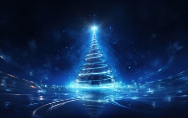 Christmas tree with blue light