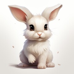 Cute rabbit animal sitting white background