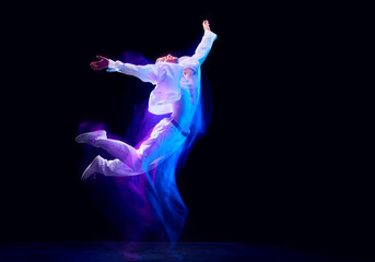 Concept of movements, art, dance and sport, fashion, youth. Copy space for ad