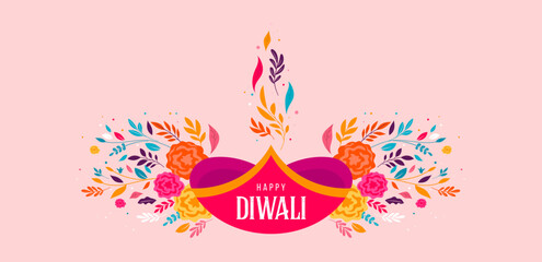 Happy Diwali, festival of light. Modern minimalist design. Poster, banner and social media template