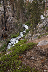 Kings Creek, Upper cascades stream in the woods at Lassen Volcanic National Park, California