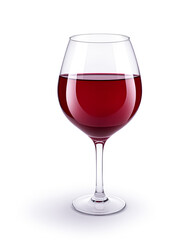 Red Wine In A Glass Cup On A White Background