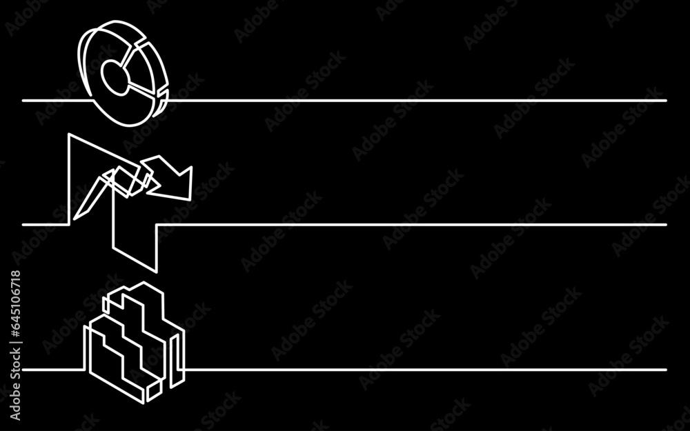 Canvas Prints continuous line drawing vector illustration with fully editable stroke of business icons banner lett