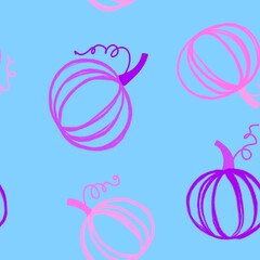 Autumn harvest vegetable seamless pumpkins pattern for wrapping paper and fabrics and linens and kids clothes