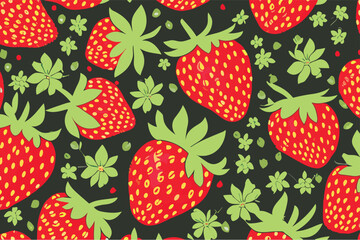 Vector background with red berries of strawberries.
Drawing
for clothing, fabric, textile, paper, notepad, card.