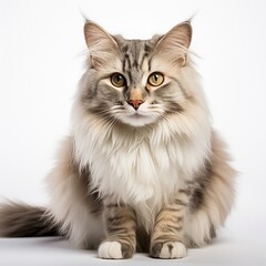 Obraz premium Sitting cat animal white background AI generated image