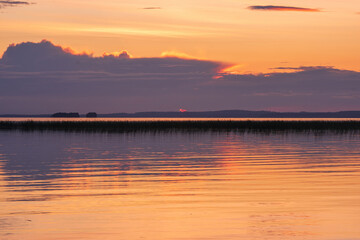 Obraz premium natural landscape, white night over the wide northern lake
