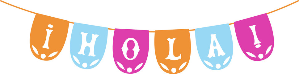 Colorful party paper flag bunting decoration text message hola © Maria Gerasimova