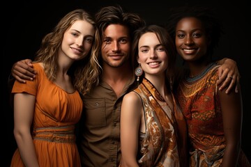 Fototapeta premium A vibrant image celebrating the richness of human diversity, showcasing people from various backgrounds, cultures, and ethnicities coming together in unity