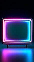 Bright neon TV. Generative AI