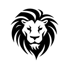 Black lion illustration. Lion silhouette for cricut. Sketch for tattoo. Isolated vector image, lion head silhouette, animal theme, wildlife logo.