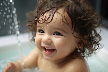 Little toddler taking a bath