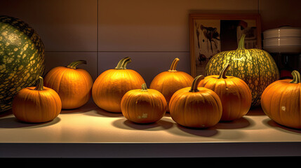 Pumpkin on a surface in a modern pantry