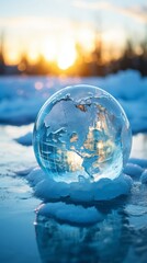 Fototapeta na wymiar Globe of the world made of ice. Generative AI