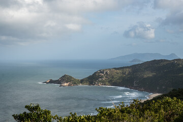Aerial view of mole beach, Florian&oacute;polis, Santa Catarina state.