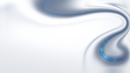 Abstract flowing liquid wavy curved blue and gray shapes on white background. High resolution full frame blurry and dynamic background.