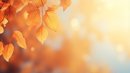 Blurred Autumn background with yellow leaves background, generative ai - obrazy, fototapety, plakaty