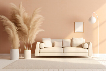 Scandinavian style living room interior mock up, 