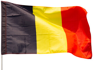 Waving flag of Belgium. Isolated over white background