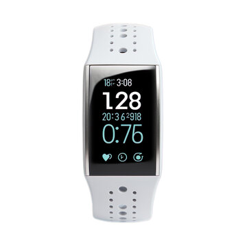 Front view white and gray modern stylish smart band, Sports Fitness band on a transparent background