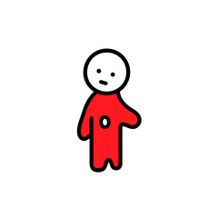 Humanoid vector icon in minimalistic, black and red line work, japan web