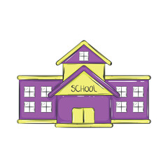 Isolated colored school building sketch icon Vector illustration