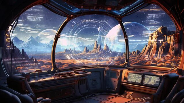 Elevate your streaming experience with this high-quality, loopable VTuber and Twitch overlay featuring a spaceship cruising through a star field near a planet. Ideal for sci-fi themes .