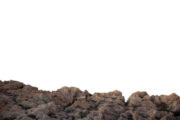 Rocky ground, mountain slope on foreground, isolated PNG cutout. Element for matte painting or photobashing, copy space.