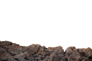 Rocky ground, mountain slope on foreground, isolated PNG cutout. Element for matte painting or photobashing, copy space.