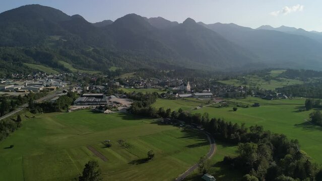 Aerial View of Bohinjska Bistrica, Slovenia 