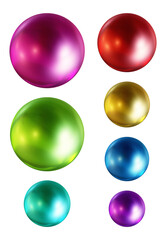 Set of round shape sphere ball or button in 3d rendering isolated on transparent background for decoration and design element concept.