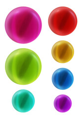 Set of round shape sphere ball or button in 3d rendering isolated on transparent background for decoration and design element concept.