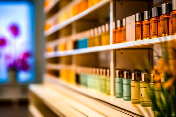 Produits sur les étagères d'un magasin, intérieur d'un commerce