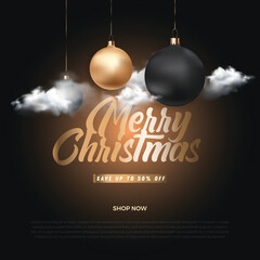 Merry christmas sale background Decorated Vector illustration template. 