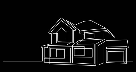 continuous line drawing vector illustration with FULLY EDITABLE STROKE of architecture modern buildings development background