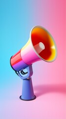 Megaphone on a pink background. Generative AI
