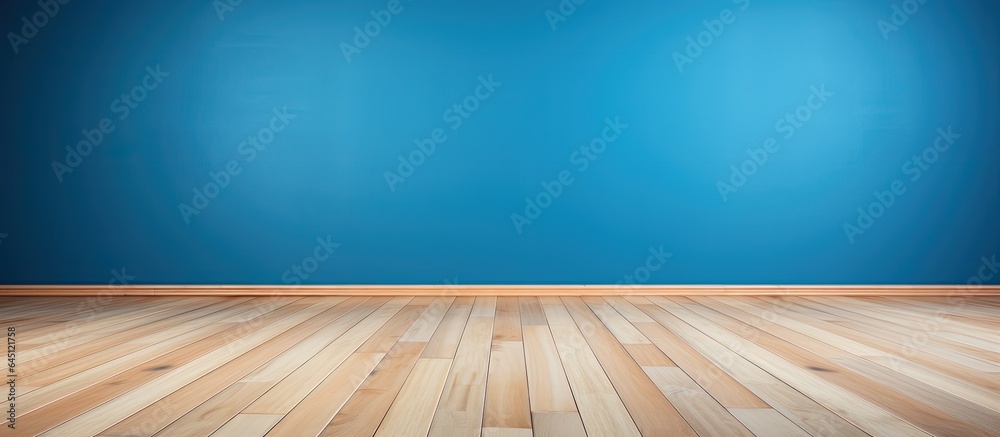 Canvas Prints Blue background, wooden floor, empty room.